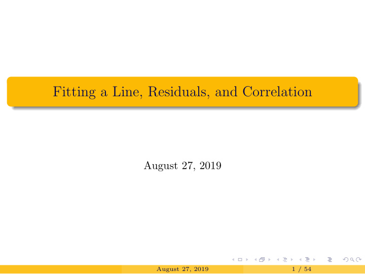 fitting a line residuals and correlation