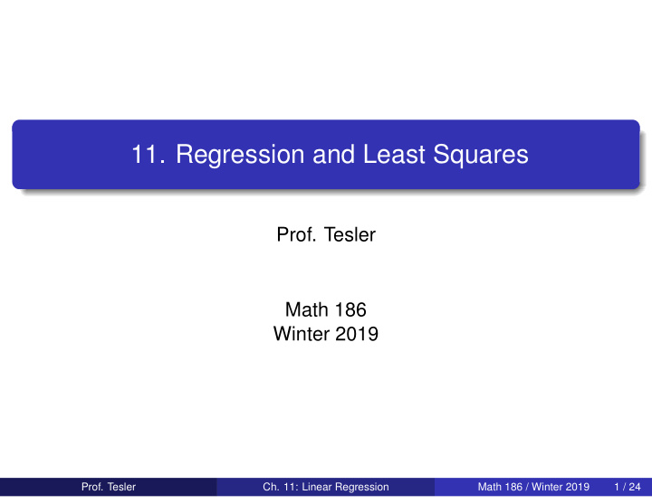 11 regression and least squares