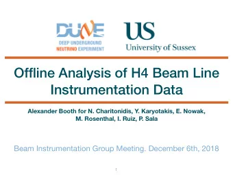 Offline Analysis of H4 Beam Line  Instrumentation Data  Alexander Booth for N. Charitonidis, Y.