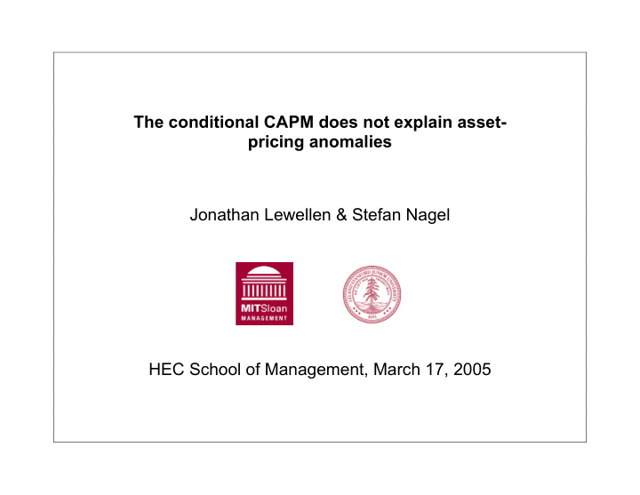 the conditional capm does not explain asset pricing