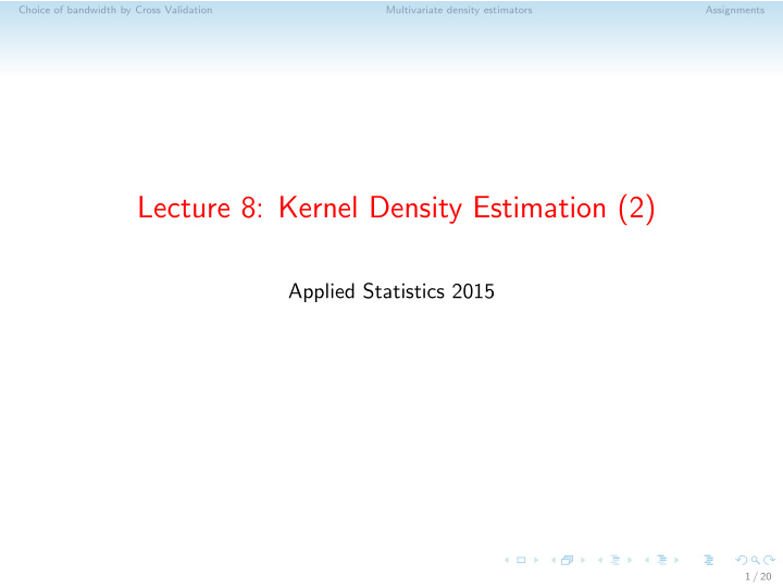 lecture 8 kernel density estimation 2
