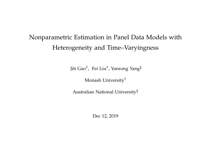 nonparametric estimation in panel data models with