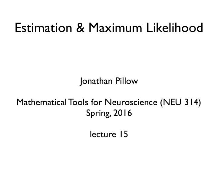 estimation maximum likelihood