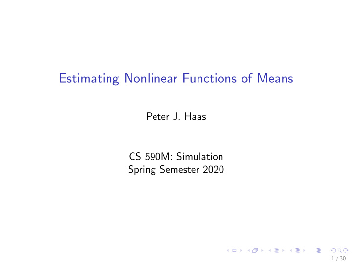 estimating nonlinear functions of means