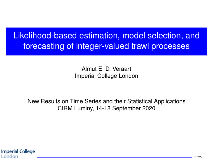 likelihood based estimation model selection and