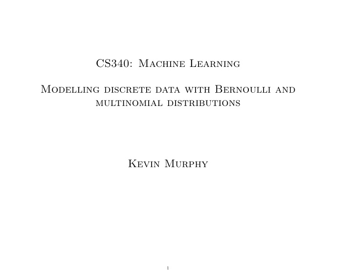 cs340 machine learning modelling discrete data with