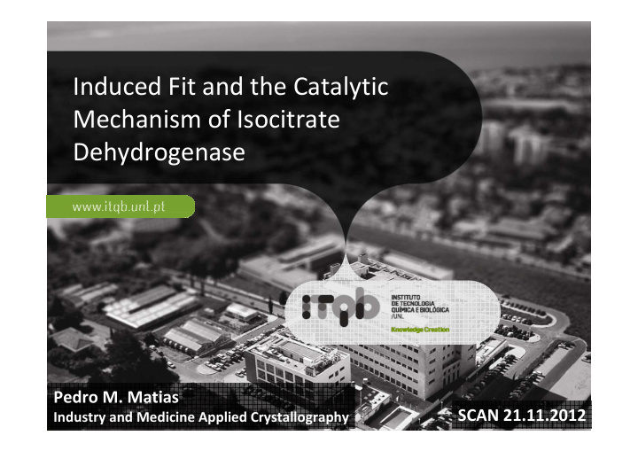 induced fit and the catalytic mechanism of isocitrate