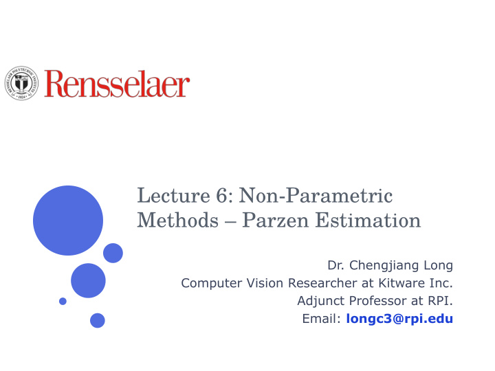 lecture 6 non parametric methods parzen estimation