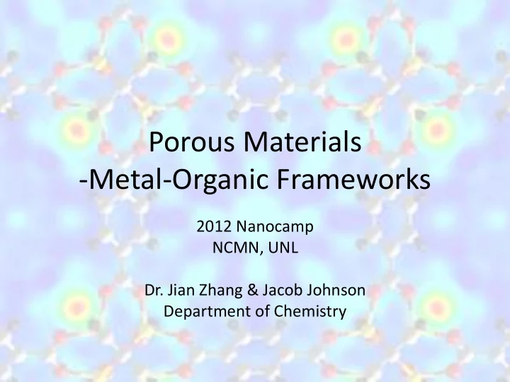 metal organic frameworks
