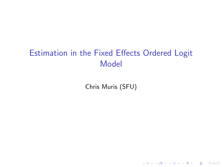 estimation in the fixed effects ordered logit model