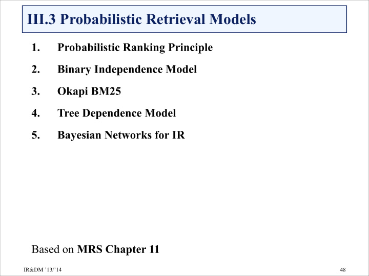 iii 3 probabilistic retrieval models