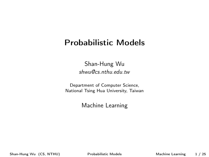 probabilistic models