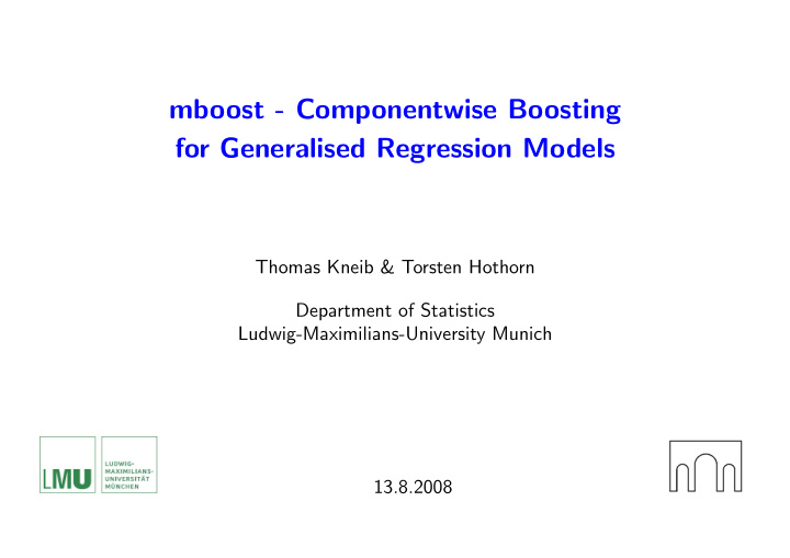 mboost componentwise boosting for generalised regression