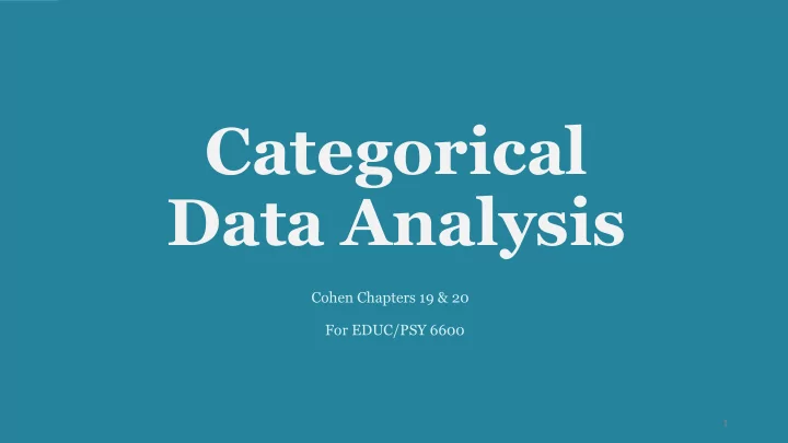 categorical data analysis