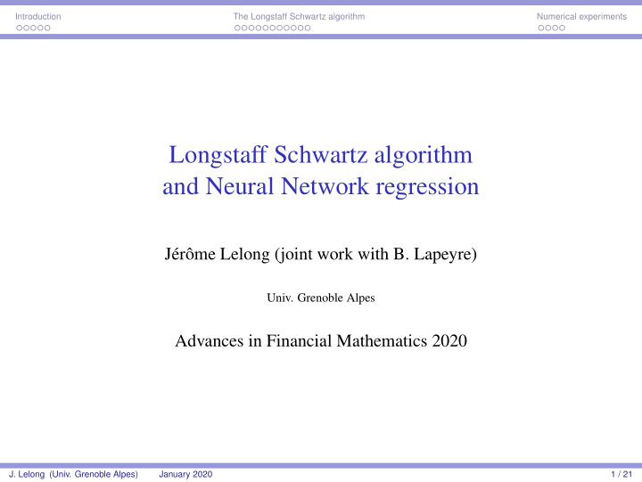 longstaff schwartz algorithm and neural network regression