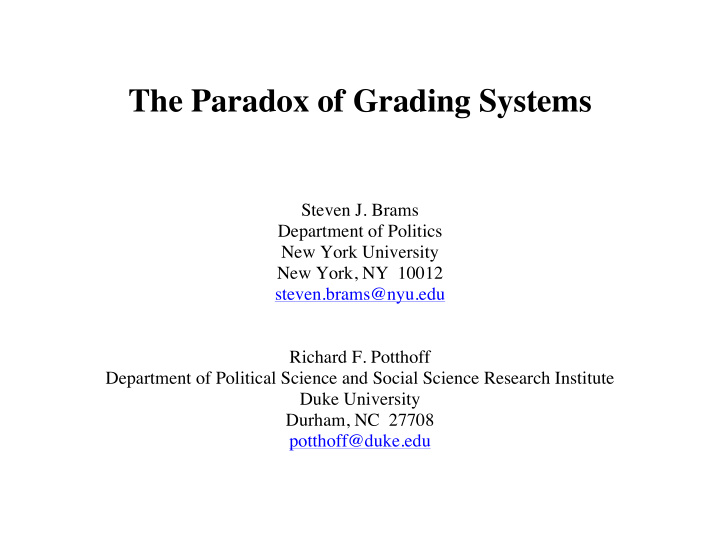 the paradox of grading systems