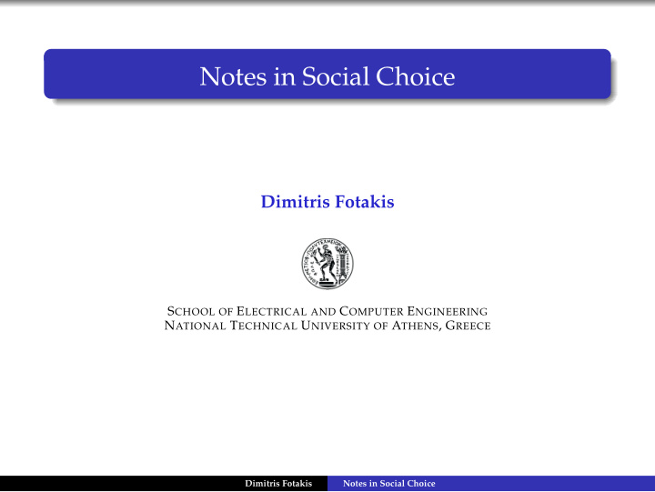 notes in social choice