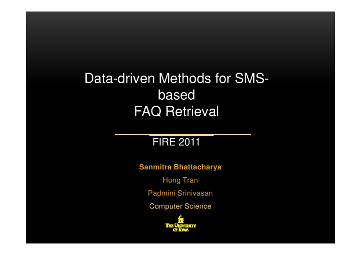 data driven methods for sms based faq retrieval