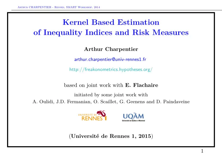 kernel based estimation of inequality indices and risk