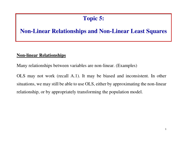 topic 5 non linear relationships and non linear least