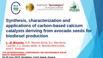Synthesis, characterization and  applications of carbon-based calcium  catalysts deriving from