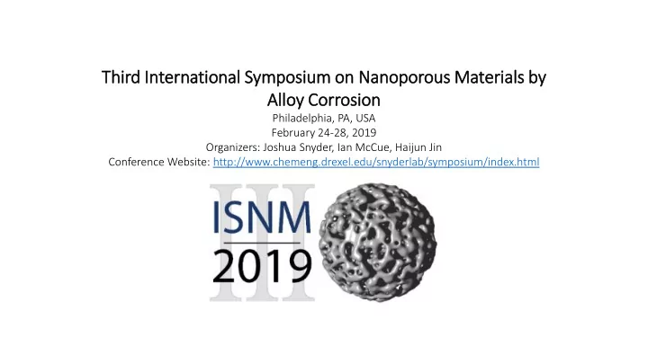 th thir ird in internatio ional l symposiu ium on