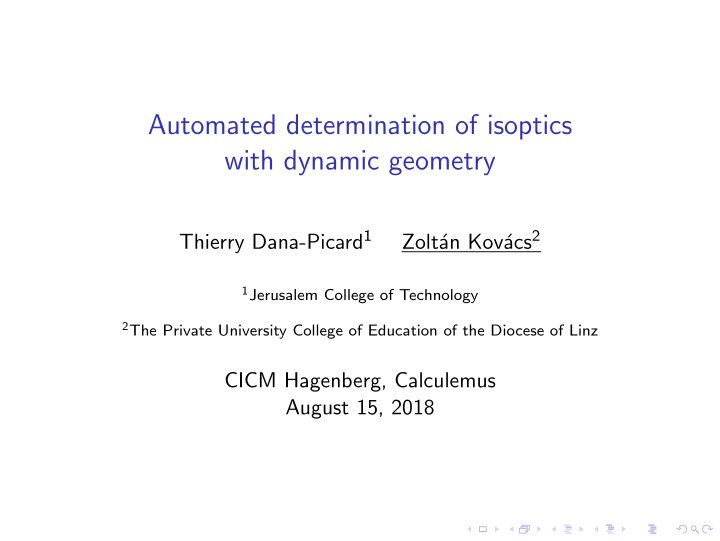 automated determination of isoptics with dynamic geometry