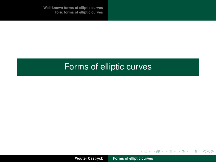 forms of elliptic curves