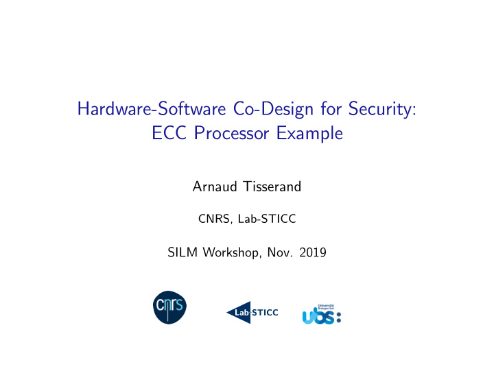 hardware software co design for security ecc processor