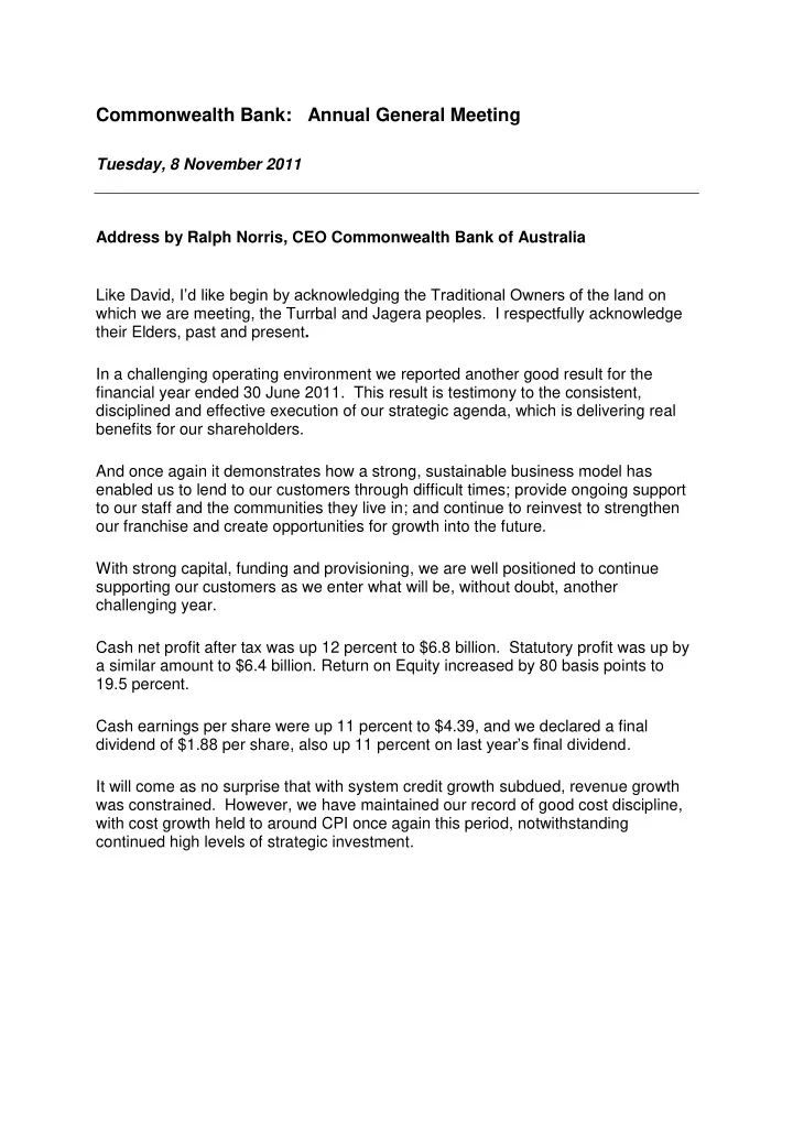 commonwealth bank annual general meeting