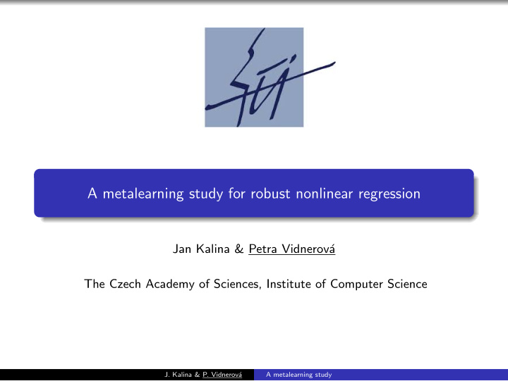 a metalearning study for robust nonlinear regression