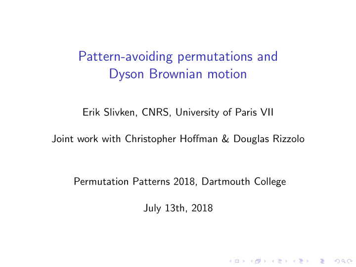 pattern avoiding permutations and dyson brownian motion