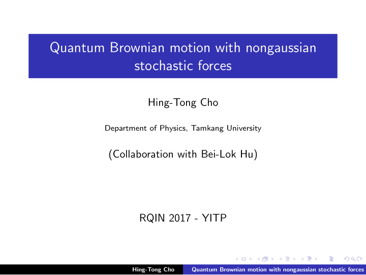 quantum brownian motion with nongaussian stochastic forces