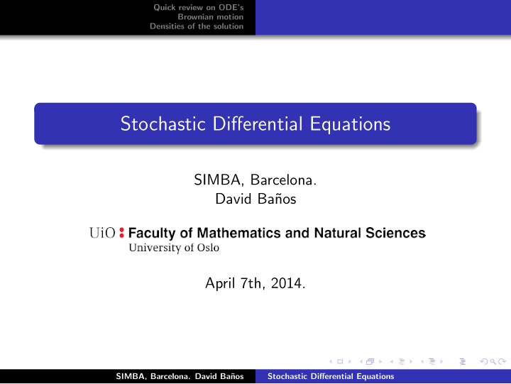 stochastic differential equations