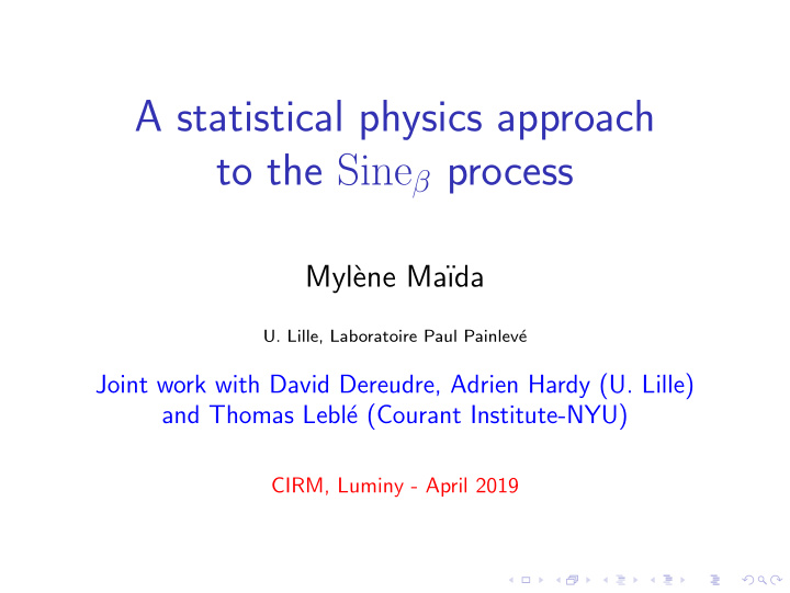 a statistical physics approach to the sine process