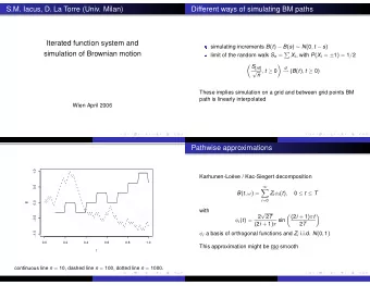 S.M. Iacus, D. La Torre (Univ. Milan)  Different ways of simulating BM paths  Iterated function