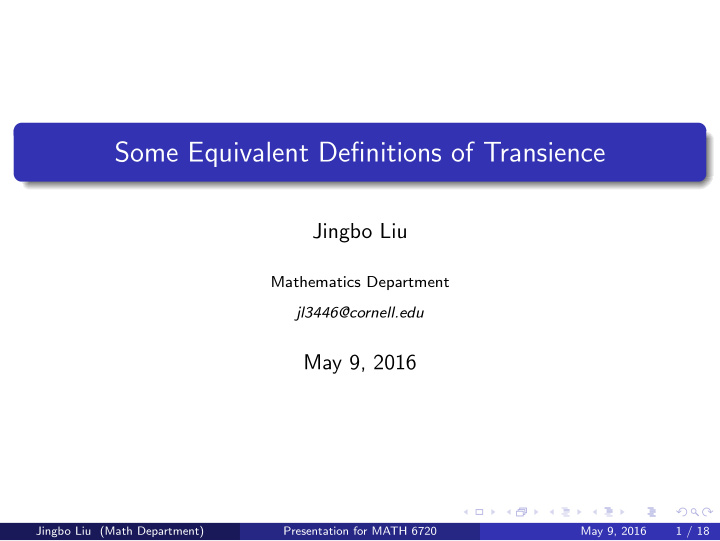 some equivalent definitions of transience