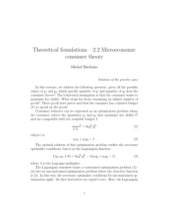 Theoretical foundations  2.2 Microeconomic  consumer theory  Michel Bierlaire  Solution of the