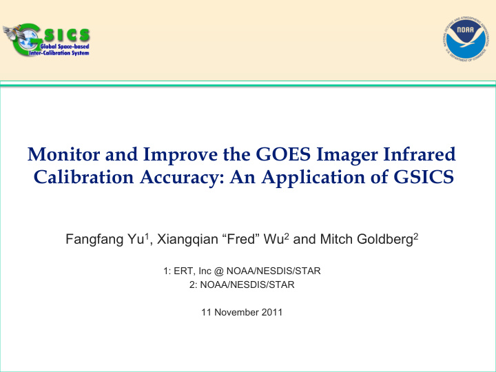 monitor and improve the goes imager infrared calibration