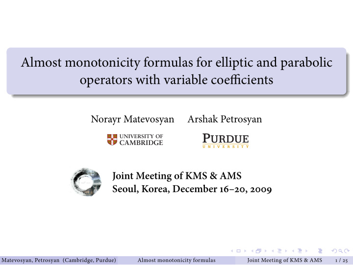 almost monotonicity formulas for elliptic and parabolic