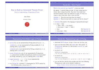 Hands-On: Diet Puzzle  What is the secret of your long life? a man was asked.  How to