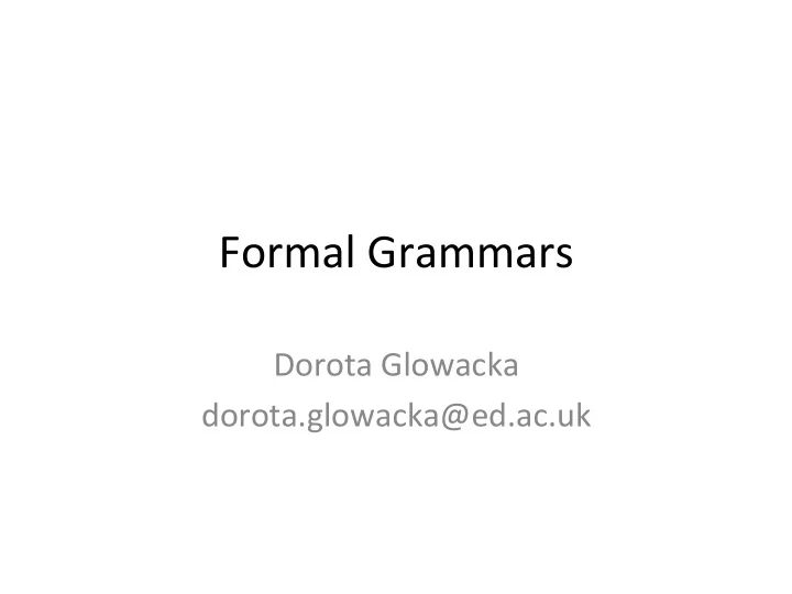 formal grammars