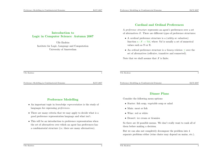 cardinal and ordinal preferences