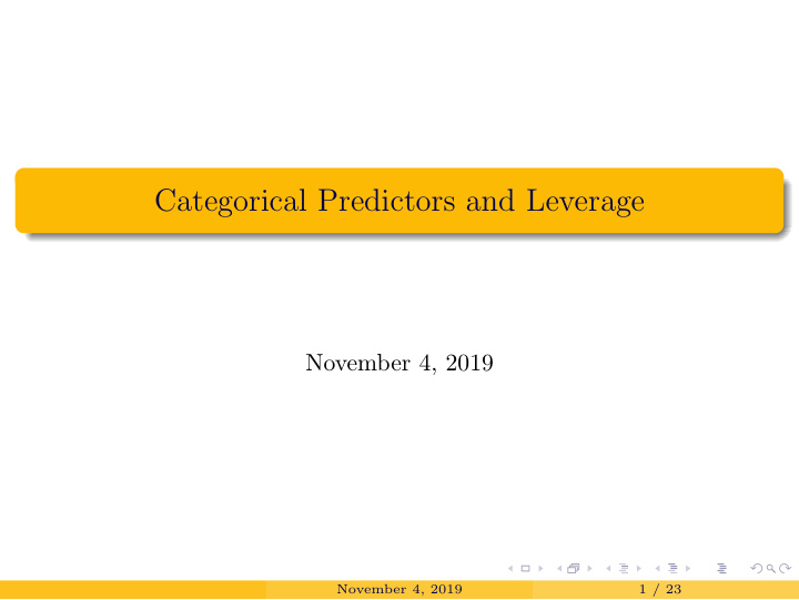 categorical predictors and leverage