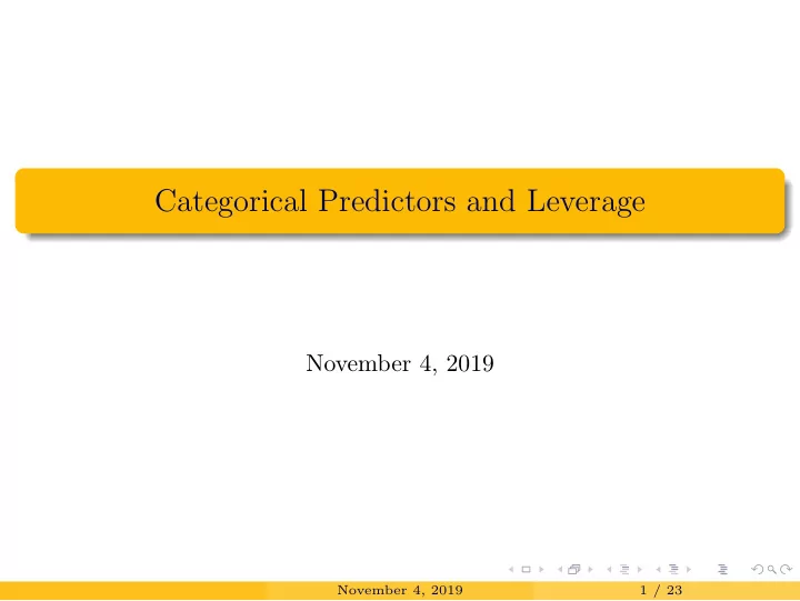 categorical predictors and leverage