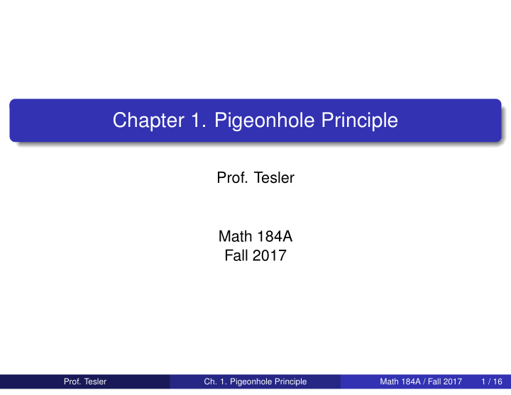 chapter 1 pigeonhole principle