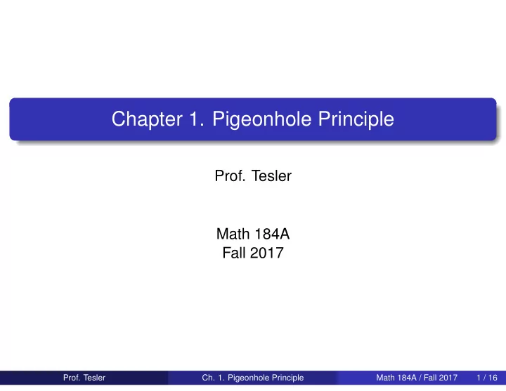 chapter 1 pigeonhole principle
