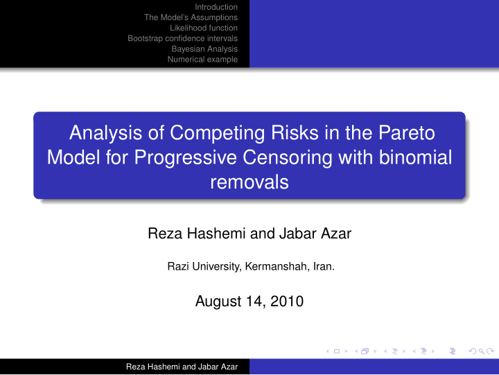 analysis of competing risks in the pareto model for