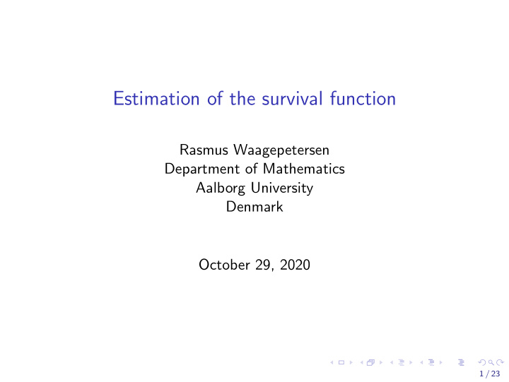 estimation of the survival function