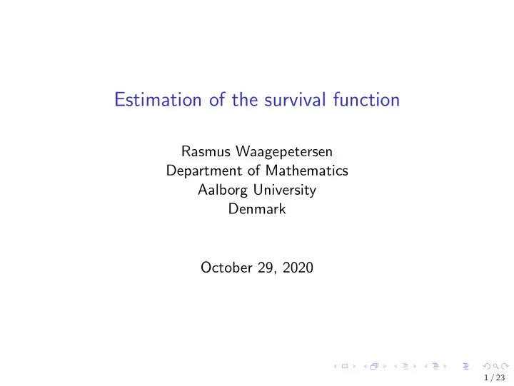 estimation of the survival function